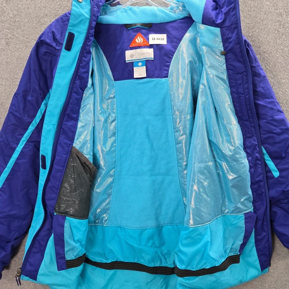 Columbia Boy Jacket XL‎ Blue Hooded Omni Heat Out Grown Pockets Full Zip